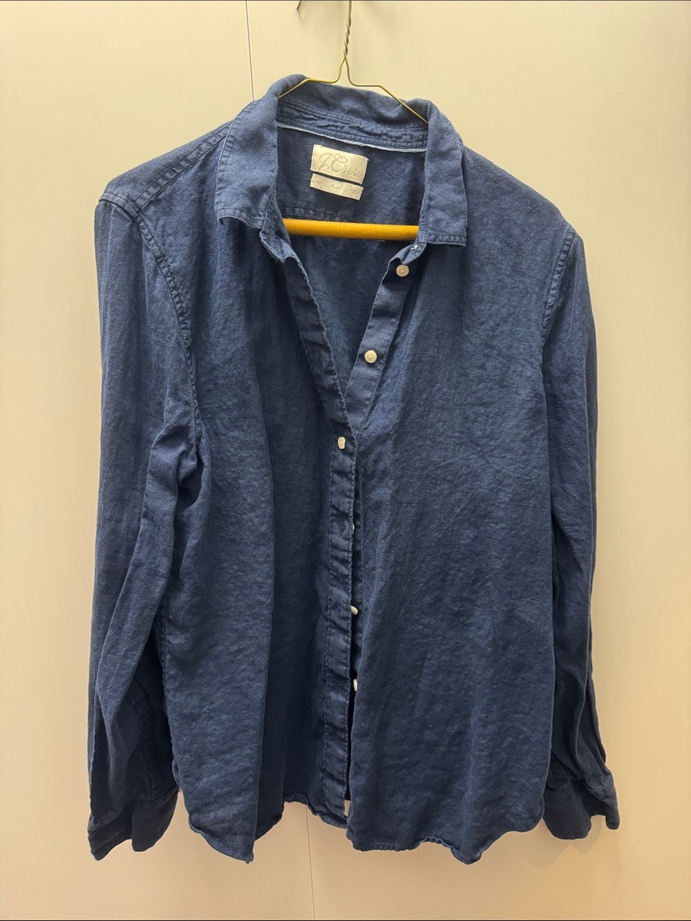 J. Crew Indigo Blue Linen Button-Up Shirt